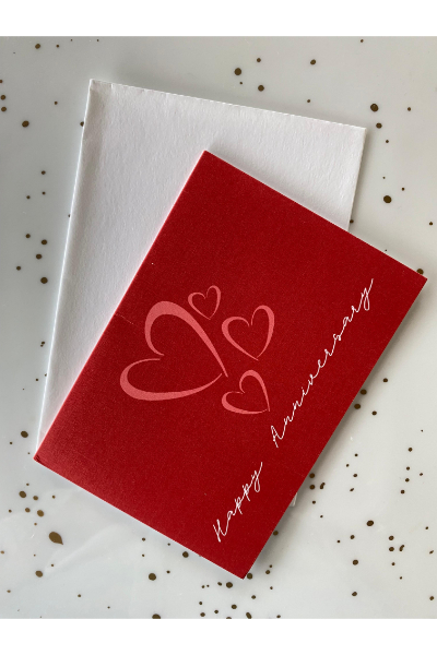 Greeting Card - Happy Anniversary Red Hearts